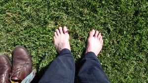 Barefoot walking on grass!